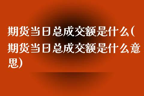 期货当日总成交额是什么(期货当日总成交额是什么意思)_https://www.xmqjcw.com_期货投资_第1张