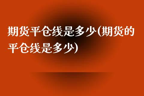 期货平仓线是多少(期货的平仓线是多少)_https://www.xmqjcw.com_期货直播室_第1张