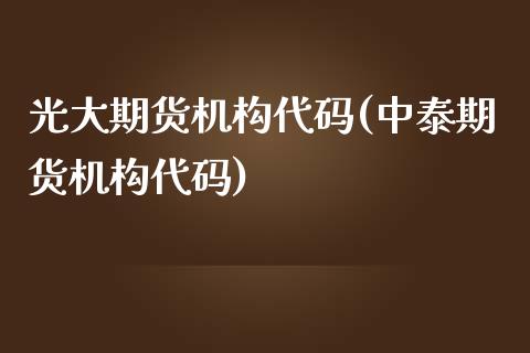 光大期货机构代码(中泰期货机构代码)_https://www.xmqjcw.com_股票投资_第1张