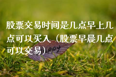 股票交易时间是几点早上几点可以买入（股票早晨几点可以交易）_https://www.xmqjcw.com_期货行情_第1张