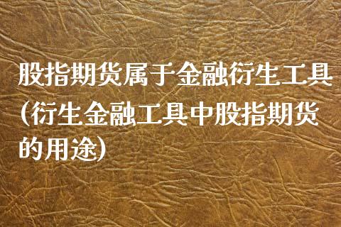 股指期货属于金融衍生工具(衍生金融工具中股指期货的用途)_https://www.xmqjcw.com_基金理财_第1张
