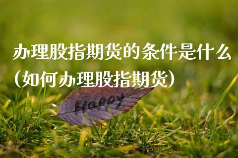 办理股指期货的条件是什么(如何办理股指期货)_https://www.xmqjcw.com_期货开户_第1张