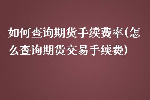 如何查询期货手续费率(怎么查询期货交易手续费)_https://www.xmqjcw.com_期货百科_第1张