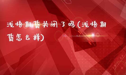 浅悟期货关闭了吗(浅悟期货怎么样)_https://www.xmqjcw.com_期货百科_第1张