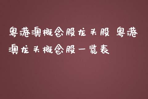 粤港澳概念股龙头股 粤港澳龙头概念股一览表_https://www.xmqjcw.com_股票投资_第1张