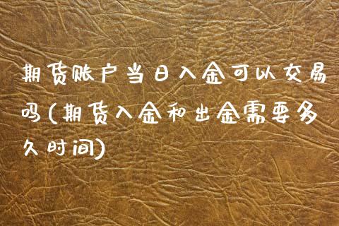 期货账户当日入金可以交易吗(期货入金和出金需要多久时间)_https://www.xmqjcw.com_期货投资_第1张
