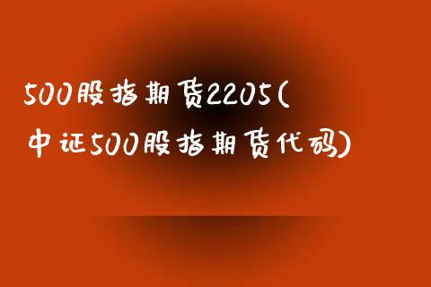 500股指期货2205(中证500股指期货代码)_https://www.xmqjcw.com_期货直播室_第1张