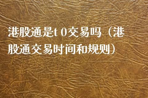 港股通是t 0交易吗（港股通交易时间和规则）_https://www.xmqjcw.com_期货直播室_第1张