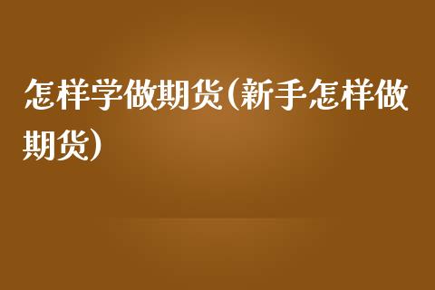 怎样学做期货(新手怎样做期货)_https://www.xmqjcw.com_期货投资_第1张