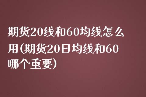 期货20线和60均线怎么用(期货20日均线和60哪个重要)_https://www.xmqjcw.com_期货开户_第1张