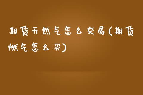 期货天然气怎么交易(期货燃气怎么买)_https://www.xmqjcw.com_期货百科_第1张