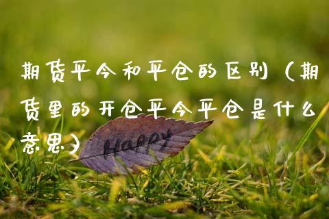 期货平今和平仓的区别（期货里的开仓平今平仓是什么意思）_https://www.xmqjcw.com_期货行情_第1张