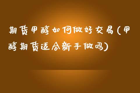 期货甲醇如何做好交易(甲醇期货适合新手做吗)_https://www.xmqjcw.com_期货百科_第1张