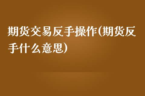 期货交易反手操作(期货反手什么意思)_https://www.xmqjcw.com_期货百科_第1张