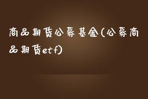 商品期货公募基金(公募商品期货etf)_https://www.xmqjcw.com_期货百科_第1张