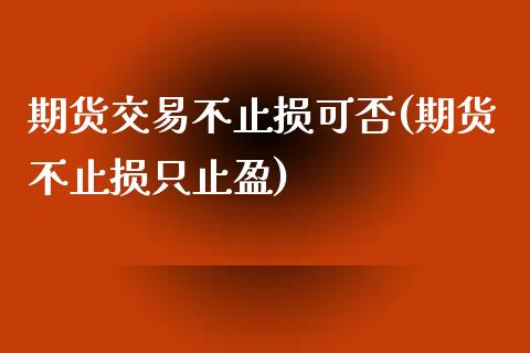 期货交易不止损可否(期货不止损只止盈)_https://www.xmqjcw.com_期货百科_第1张