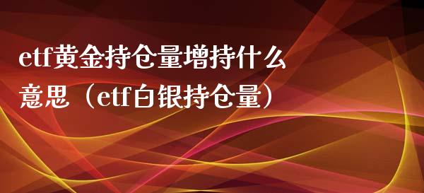 etf黄金持仓量增持什么意思（etf白银持仓量）_https://www.xmqjcw.com_期货开户_第1张