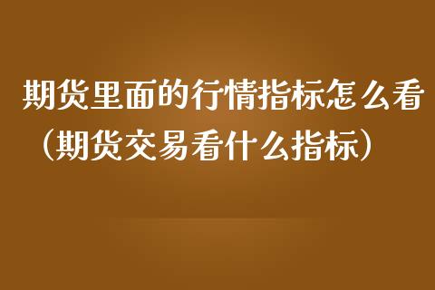 期货里面的行情指标怎么看（期货交易看什么指标）_https://www.xmqjcw.com_期货投资_第1张