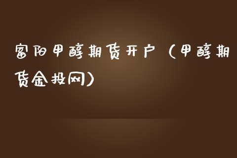 富阳甲醇期货开户（甲醇期货金投网）_https://www.xmqjcw.com_期货投资_第1张