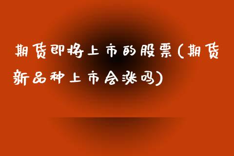 期货即将上市的股票(期货新品种上市会涨吗)_https://www.xmqjcw.com_期货百科_第1张