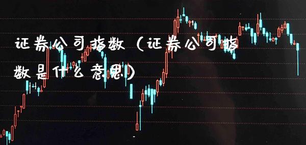 证券公司指数（证券公司指数是什么意思）_https://www.xmqjcw.com_期货投资_第1张