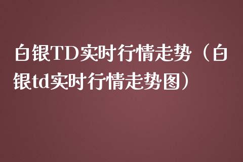 白银TD实时行情走势（白银td实时行情走势图）_https://www.xmqjcw.com_期货投资_第1张