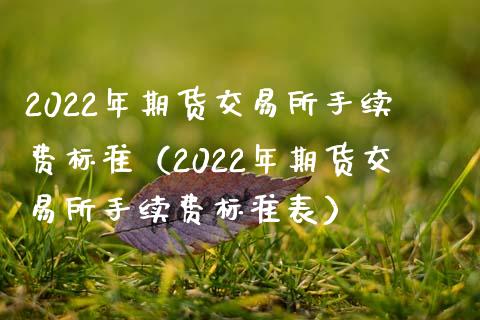 2022年期货交易所手续费标准（2022年期货交易所手续费标准表）_https://www.xmqjcw.com_期货行情_第1张