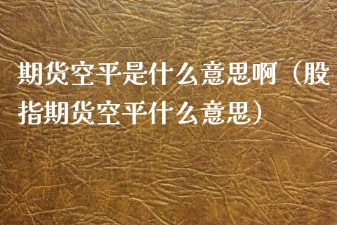 期货空平是什么意思啊（股指期货空平什么意思）_https://www.xmqjcw.com_期货直播室_第1张