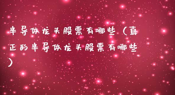 半导体龙头股票有哪些（真正的半导体龙头股票有哪些）_https://www.xmqjcw.com_期货直播室_第1张