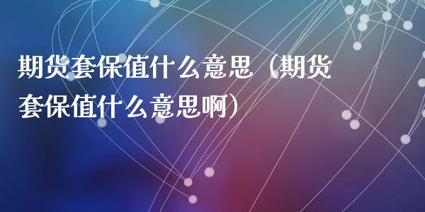 期货套保值什么意思（期货套保值什么意思啊）_https://www.xmqjcw.com_期货投资_第1张