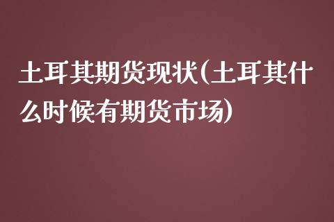 土耳其期货现状(土耳其什么时候有期货市场)_https://www.xmqjcw.com_期货百科_第1张