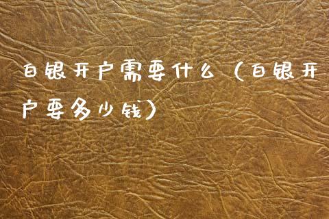 白银开户需要什么（白银开户要多少钱）_https://www.xmqjcw.com_期货投资_第1张