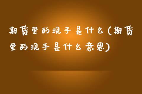 期货里的现手是什么(期货里的现手是什么意思)_https://www.xmqjcw.com_期货投资_第1张