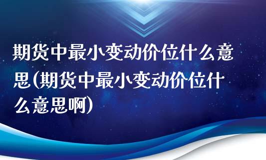 期货中最小变动价位什么意思(期货中最小变动价位什么意思啊)_https://www.xmqjcw.com_期货投资_第1张