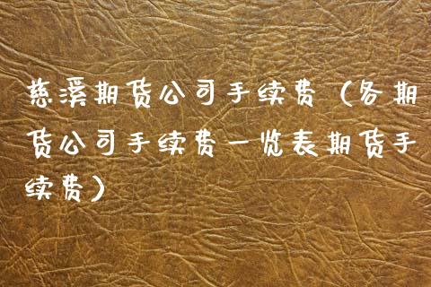 慈溪期货公司手续费（各期货公司手续费一览表期货手续费）_https://www.xmqjcw.com_期货行情_第1张