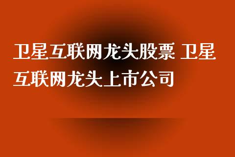 卫星互联网龙头股票 卫星互联网龙头上市公司_https://www.xmqjcw.com_股票投资_第1张