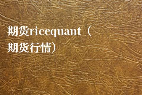 期货ricequant（期货行情）_https://www.xmqjcw.com_期货行情_第1张
