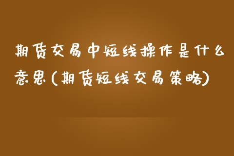 期货交易中短线操作是什么意思(期货短线交易策略)_https://www.xmqjcw.com_期货直播室_第1张