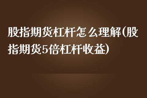 股指期货杠杆怎么理解(股指期货5倍杠杆收益)_https://www.xmqjcw.com_期货百科_第1张