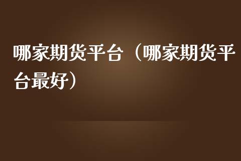 哪家期货平台（哪家期货平台最好）_https://www.xmqjcw.com_期货投资_第1张