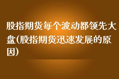 股指期货每个波动都领先大盘(股指期货迅速发展的原因)_https://www.xmqjcw.com_期货百科_第1张