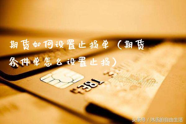 期货如何设置止损单（期货条件单怎么设置止损）_https://www.xmqjcw.com_期货行情_第1张