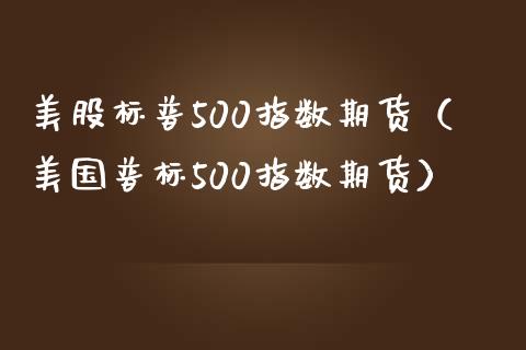 美股标普500指数期货（美国普标500指数期货）_https://www.xmqjcw.com_期货直播室_第1张