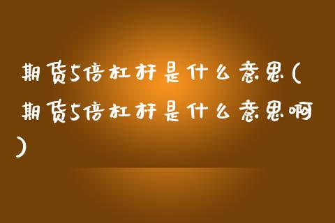 期货5倍杠杆是什么意思(期货5倍杠杆是什么意思啊)_https://www.xmqjcw.com_期货行情_第1张