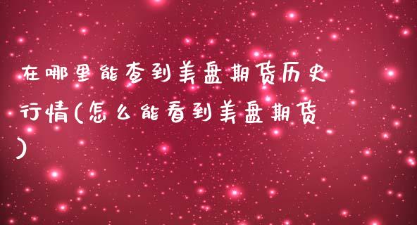 在哪里能查到美盘期货历史行情(怎么能看到美盘期货)_https://www.xmqjcw.com_期货百科_第1张