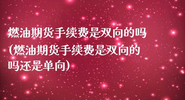 燃油期货手续费是双向的吗(燃油期货手续费是双向的吗还是单向)_https://www.xmqjcw.com_期货投资_第1张
