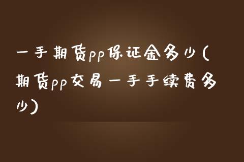 一手期货pp保证金多少(期货pp交易一手手续费多少)_https://www.xmqjcw.com_基金理财_第1张