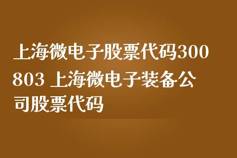 上海微电子股票代码300803 上海微电子装备公司股票代码_https://www.xmqjcw.com_股票投资_第1张