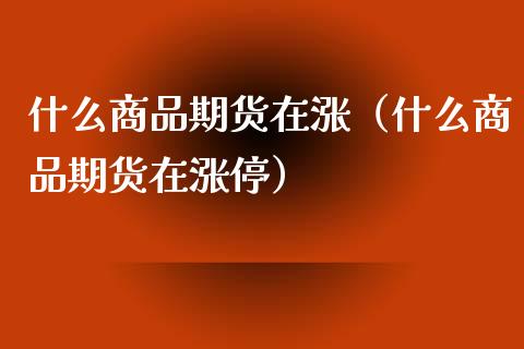 什么商品期货在涨（什么商品期货在涨停）_https://www.xmqjcw.com_期货直播室_第1张