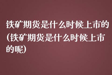 铁矿期货是什么时候上市的(铁矿期货是什么时候上市的呢)_https://www.xmqjcw.com_期货投资_第1张
